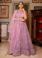 Net Lavender Wedding Wear Embroidery Work Lehenga Choli